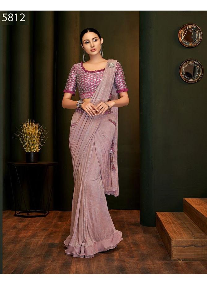 Mohmanthan Carmella Latest Stylish Party Wear Heavy Designer Heavy Handwork Embroidery Lycra Saree Collection 